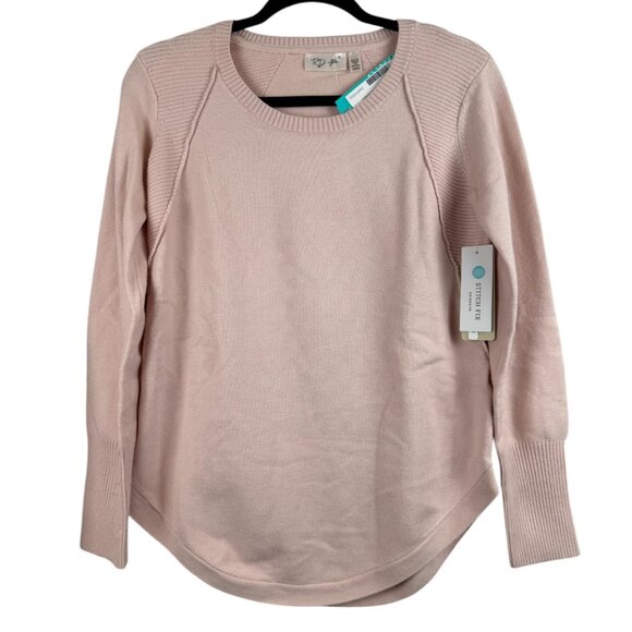 NWT RD Style Blush/Pink McKinley Ribbed Long Sleeve Curved Hem Sweater-Medium - Picture 1 of 4